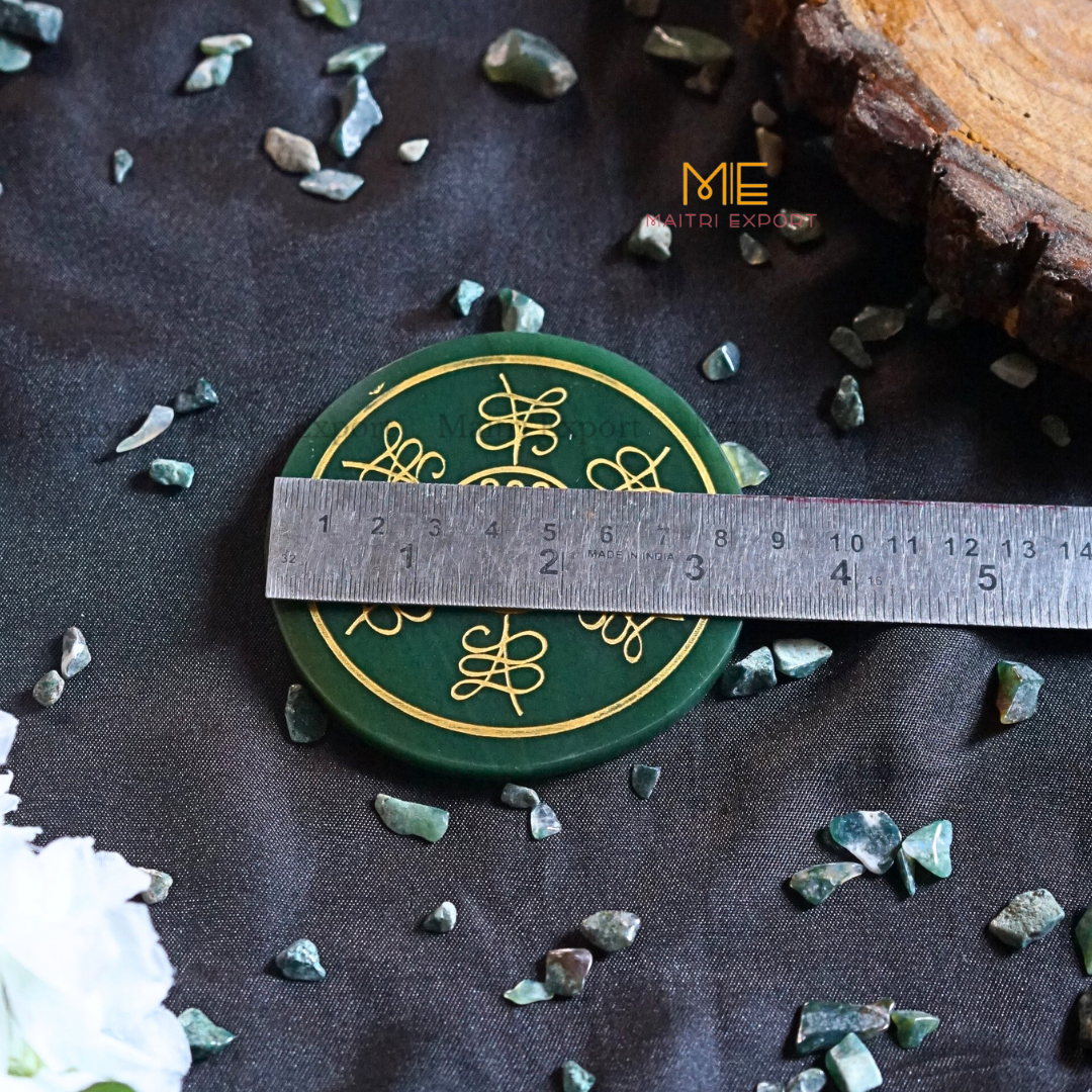 Green Jade with Zibu Symbol Plate-Maitri Export | Crystals Store