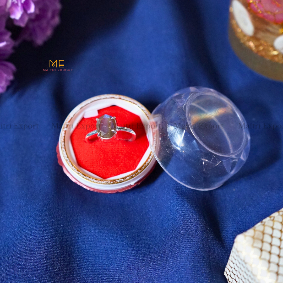 Natural Healing Crystal Stone Oval Faceted Gem quality Ring ( Rhodium polish, Anti tarnish )-Maitri Export | Crystals Store