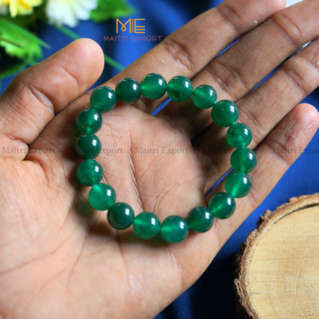 Green Jade Natural Crystal Healing Bracelet-10mm-Maitri Export | Crystals Store