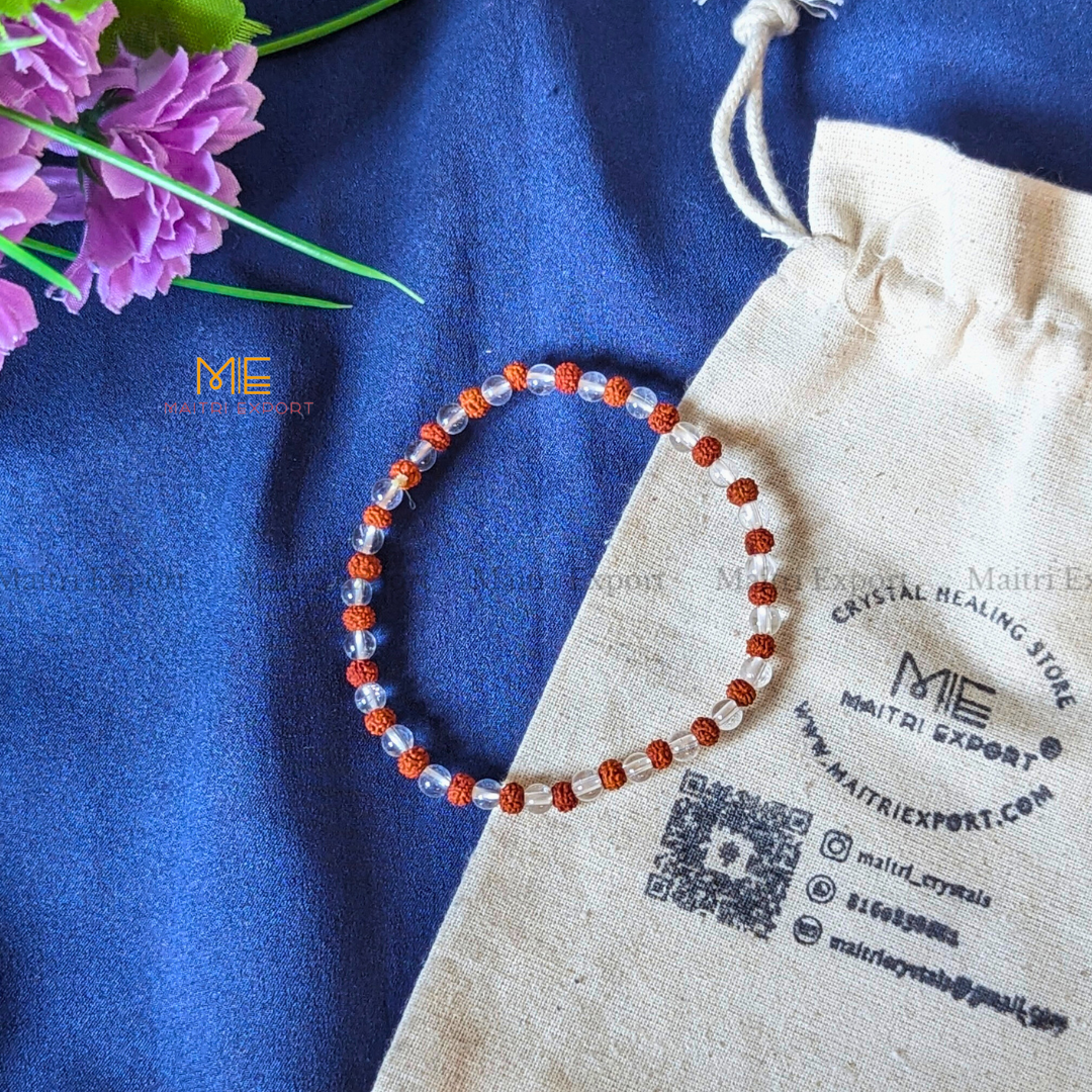 Clear Quartz and Rudraksha Bracelet-Maitri Export | Crystals Store