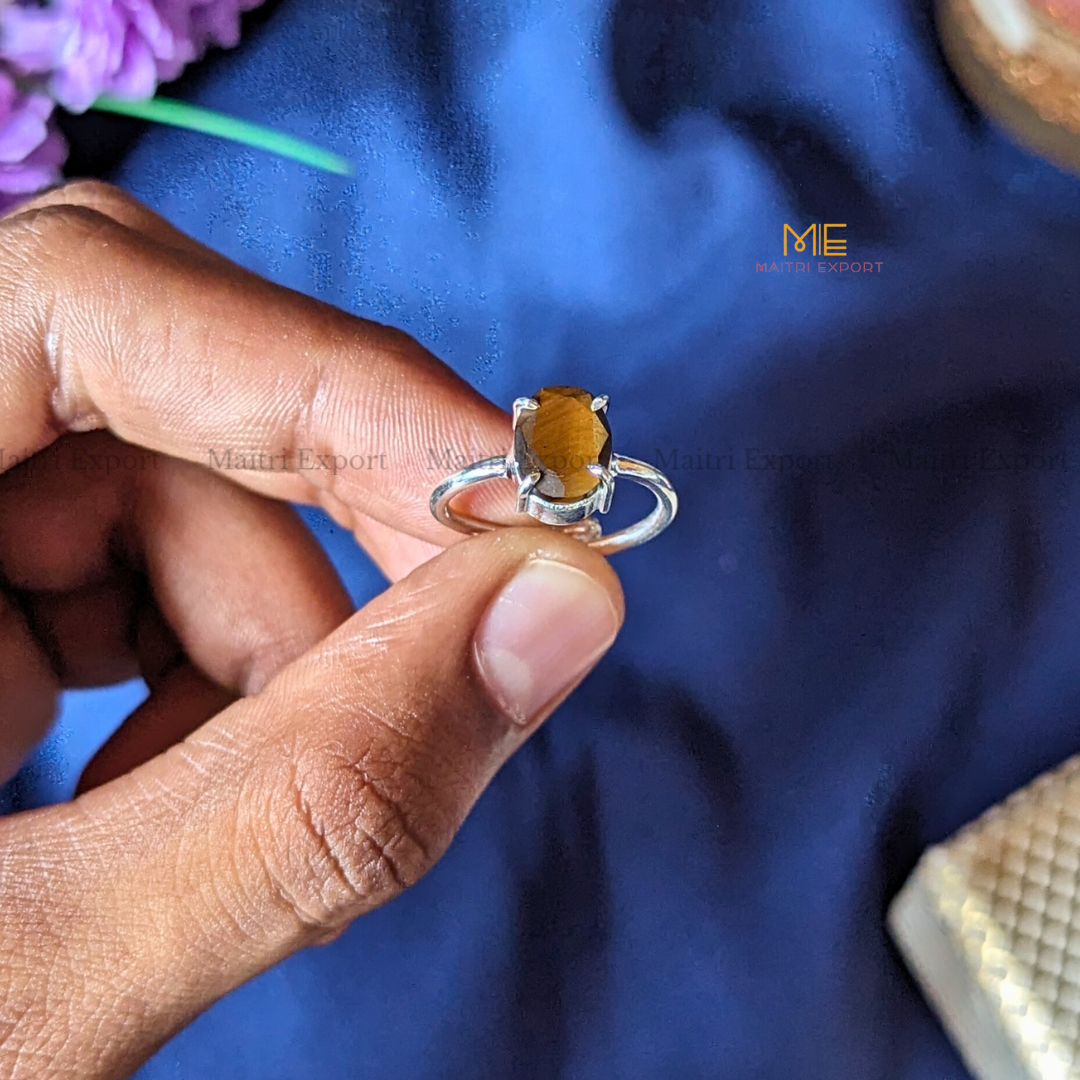 Natural Healing Crystal Stone Oval Faceted Gem quality Ring ( Rhodium polish, Anti tarnish )-Maitri Export | Crystals Store