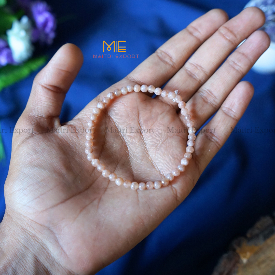 Peach Moonstone Natural Crystal Healing Bracelet-Maitri Export | Crystals Store