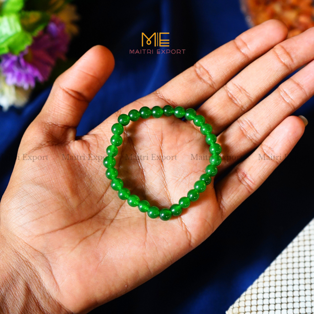 Green Jade Natural Crystal Healing Bracelet-6mm-Maitri Export | Crystals Store