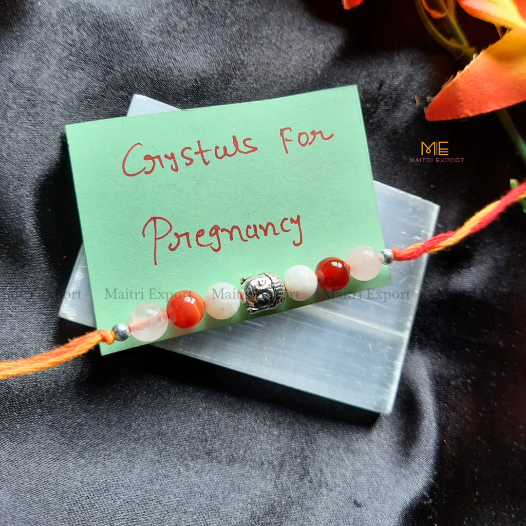 Natural crystal stone purposed rakhi-Pregnancy-with buddha charm-Maitri Export | Crystals Store