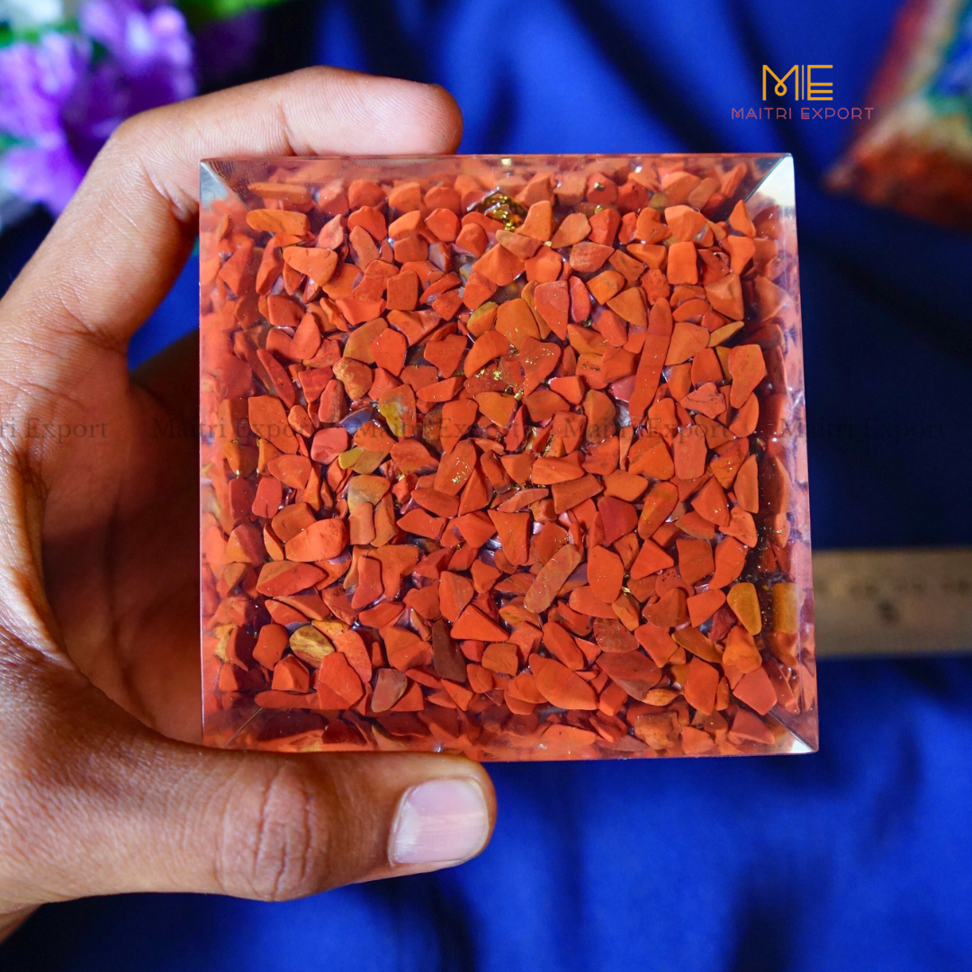 7 Chakra Orgone Pyramid with 7 Chakra Symbol-Maitri Export | Crystals Store