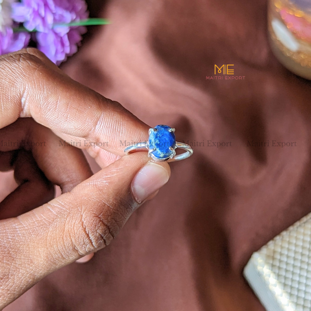 Natural Healing Crystal Stone Oval Faceted Gem quality Ring ( Rhodium polish, Anti tarnish )-Maitri Export | Crystals Store