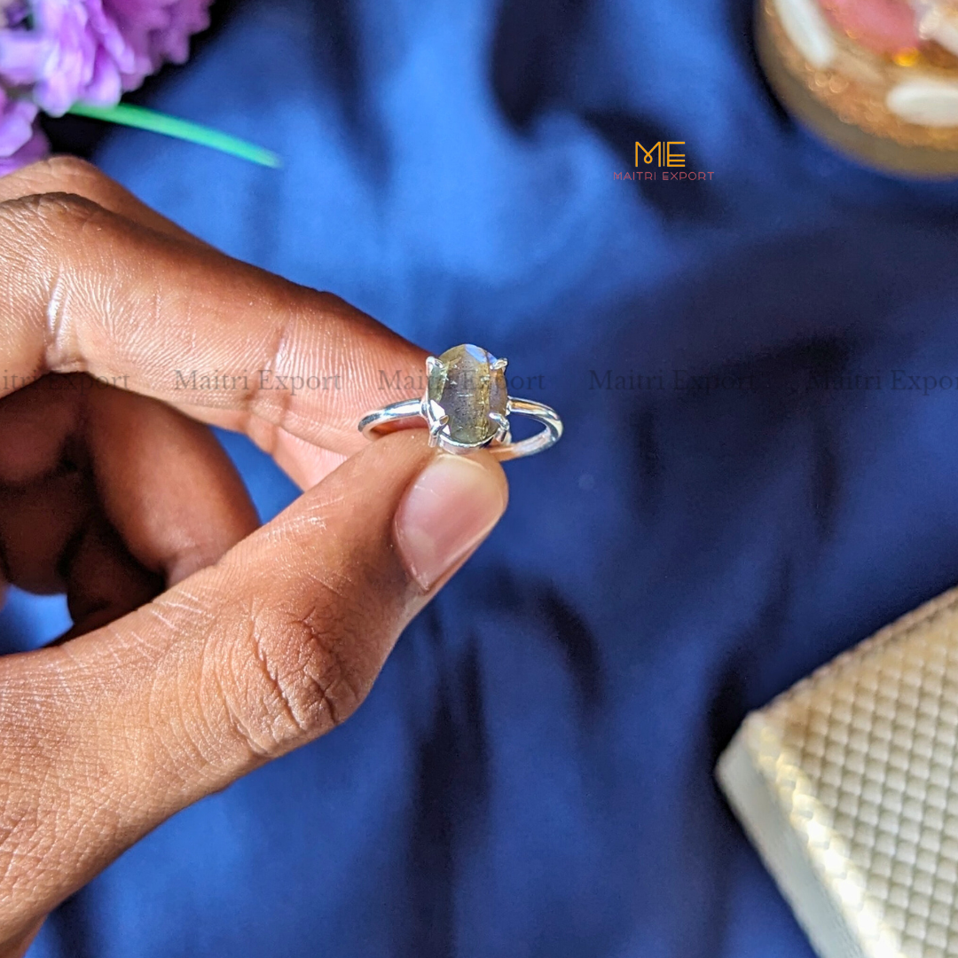 Natural Healing Crystal Stone Oval Faceted Gem quality Ring ( Rhodium polish, Anti tarnish )-Maitri Export | Crystals Store