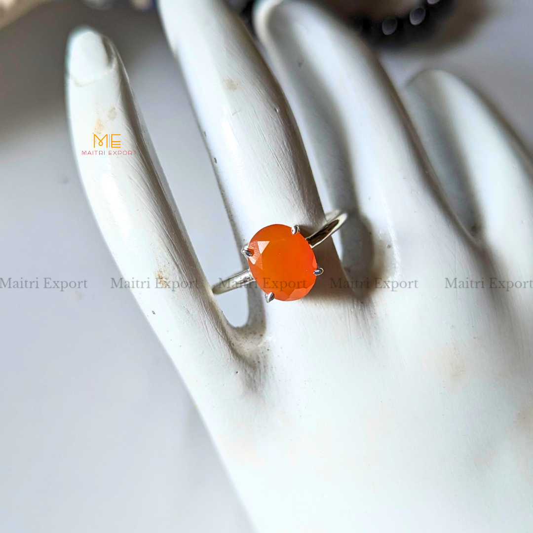 Natural Healing Crystal Stone Oval Faceted Gem quality Ring ( Rhodium polish, Anti tarnish )-Maitri Export | Crystals Store
