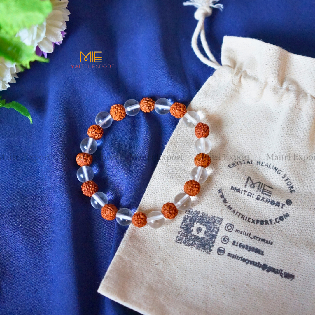 Clear Quartz and Rudraksha Bracelet-Maitri Export | Crystals Store