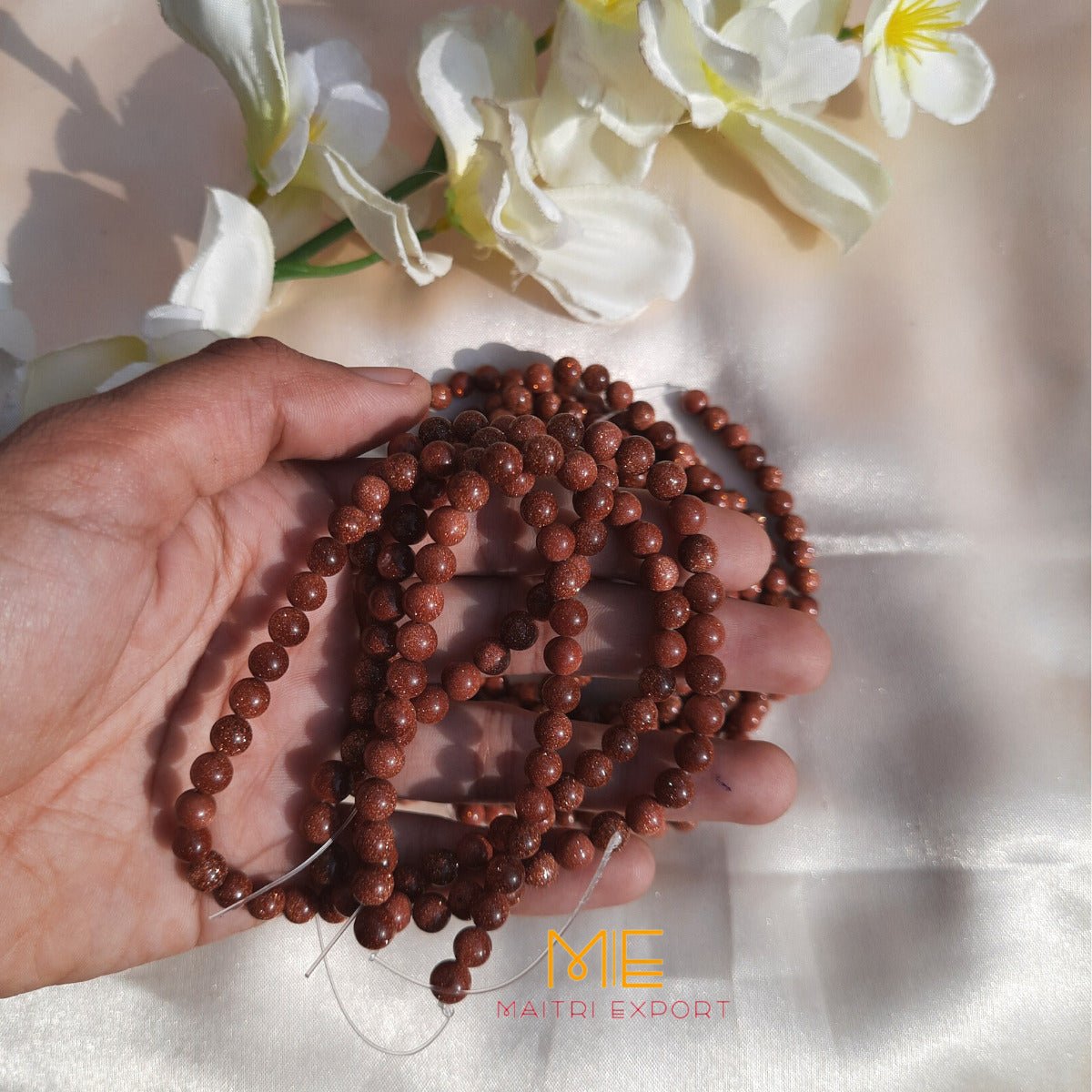 6mm loose round crystal beads strand / line-Red Goldstone-Maitri Export | Crystals Store