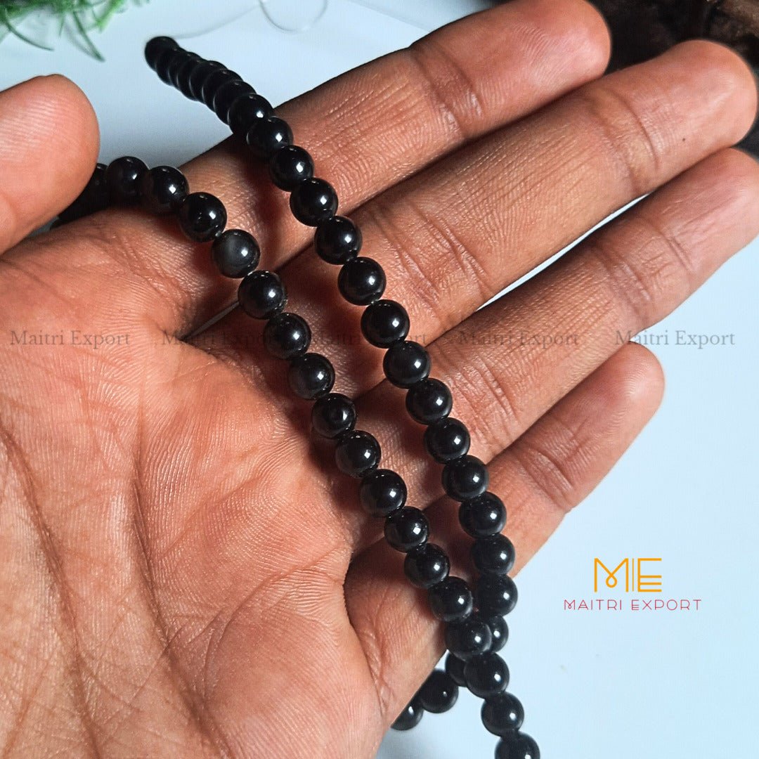 6mm loose round crystal beads strand / line-Black Rainbow Obsidian-Maitri Export | Crystals Store