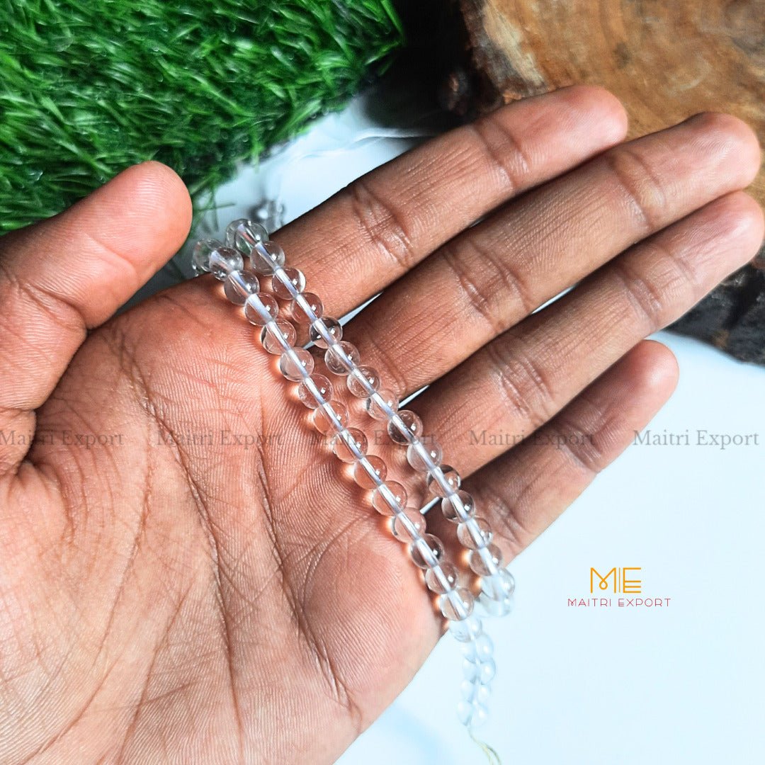 6mm loose round crystal beads strand / line-Clear Quartz-Maitri Export | Crystals Store