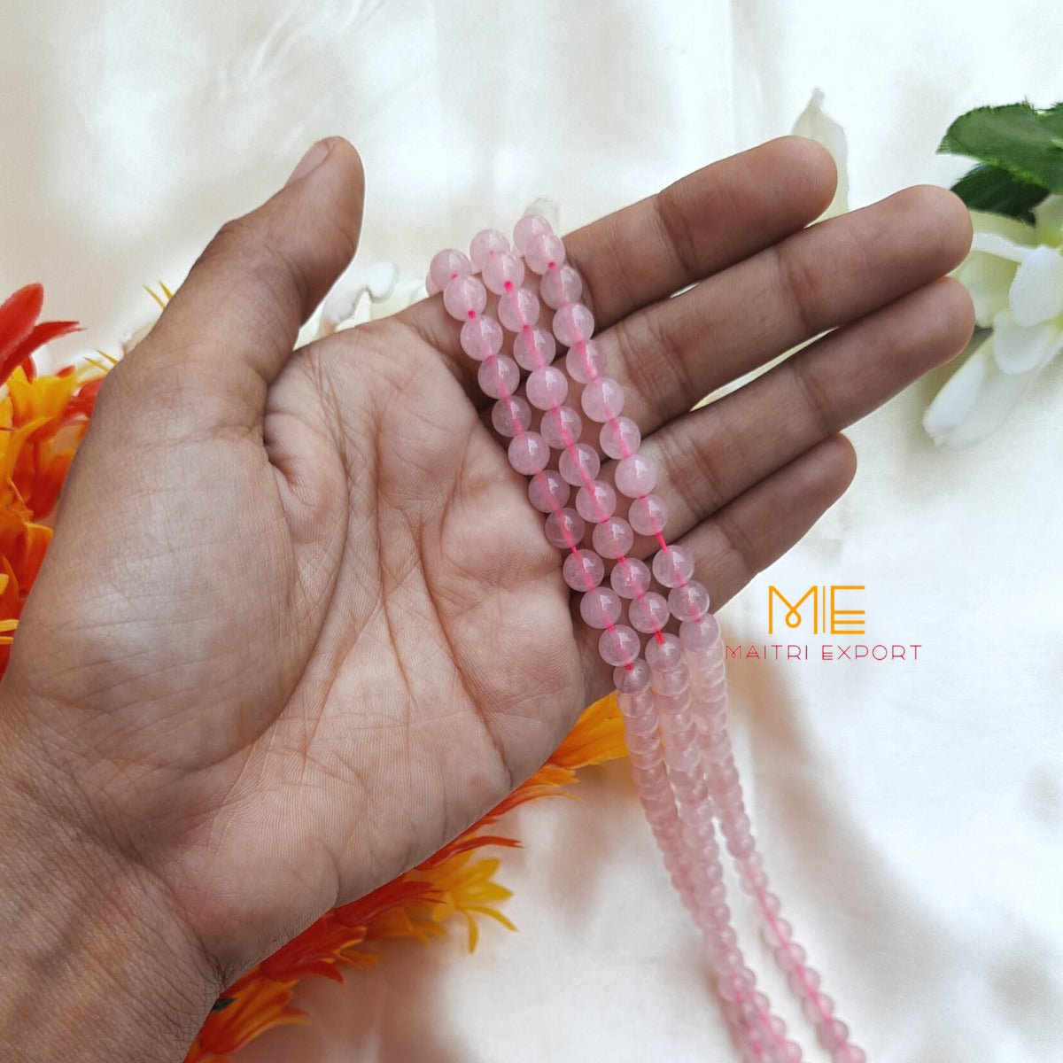 6mm loose round crystal beads strand / line-Rose Quartz-Maitri Export | Crystals Store