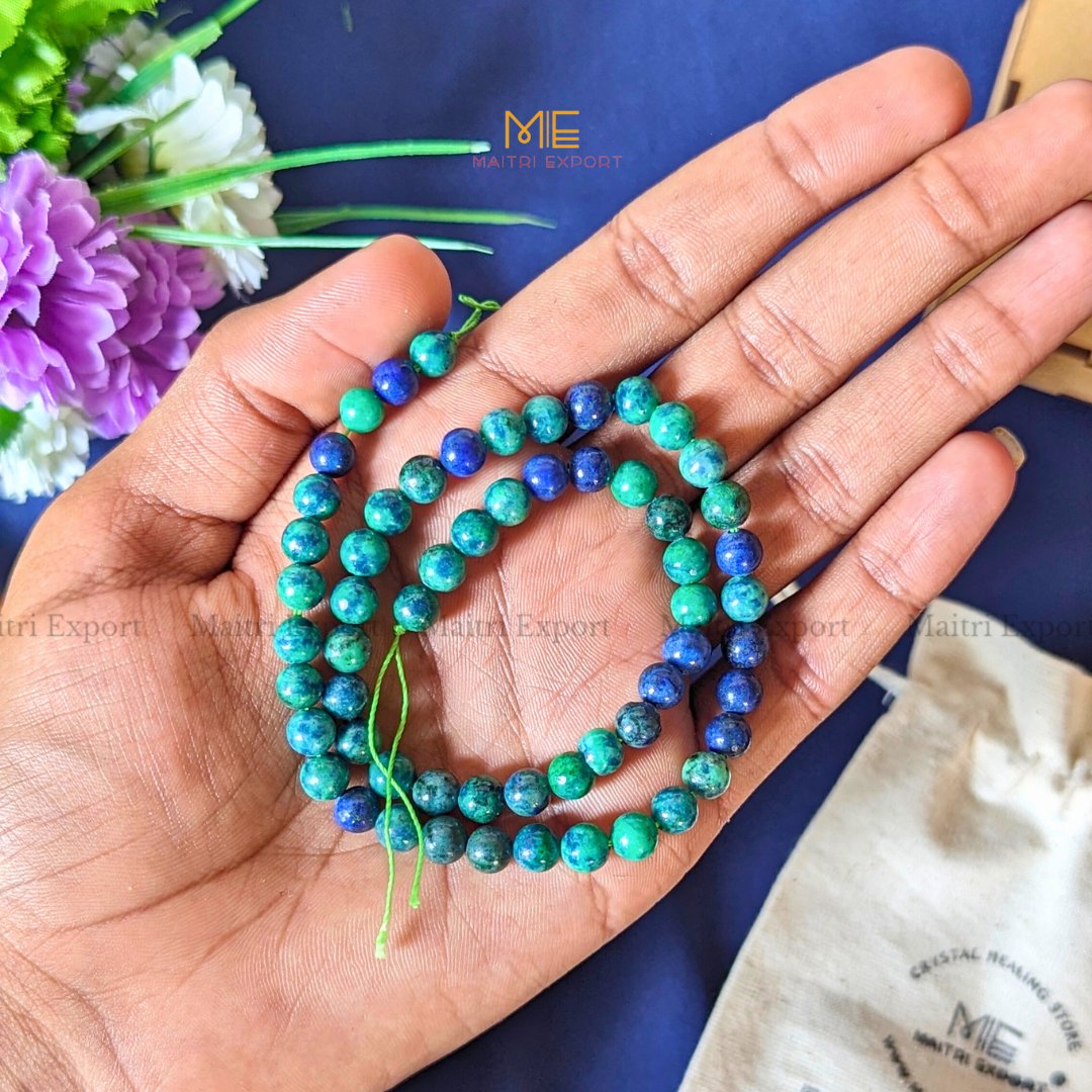 6mm loose round crystal beads strand / line-Azurite-Maitri Export | Crystals Store