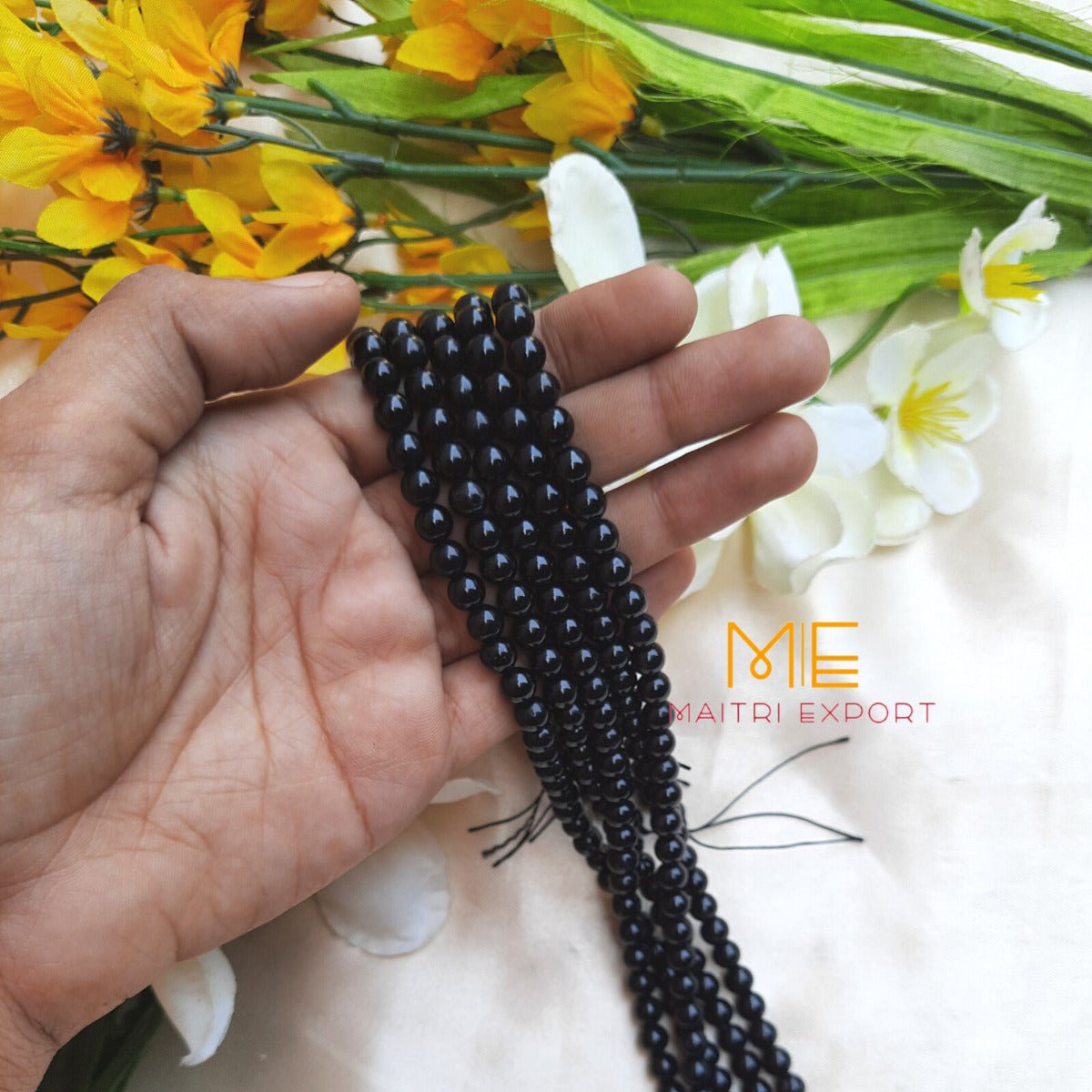 6mm loose round crystal beads strand / line-Black Tourmaline-Maitri Export | Crystals Store