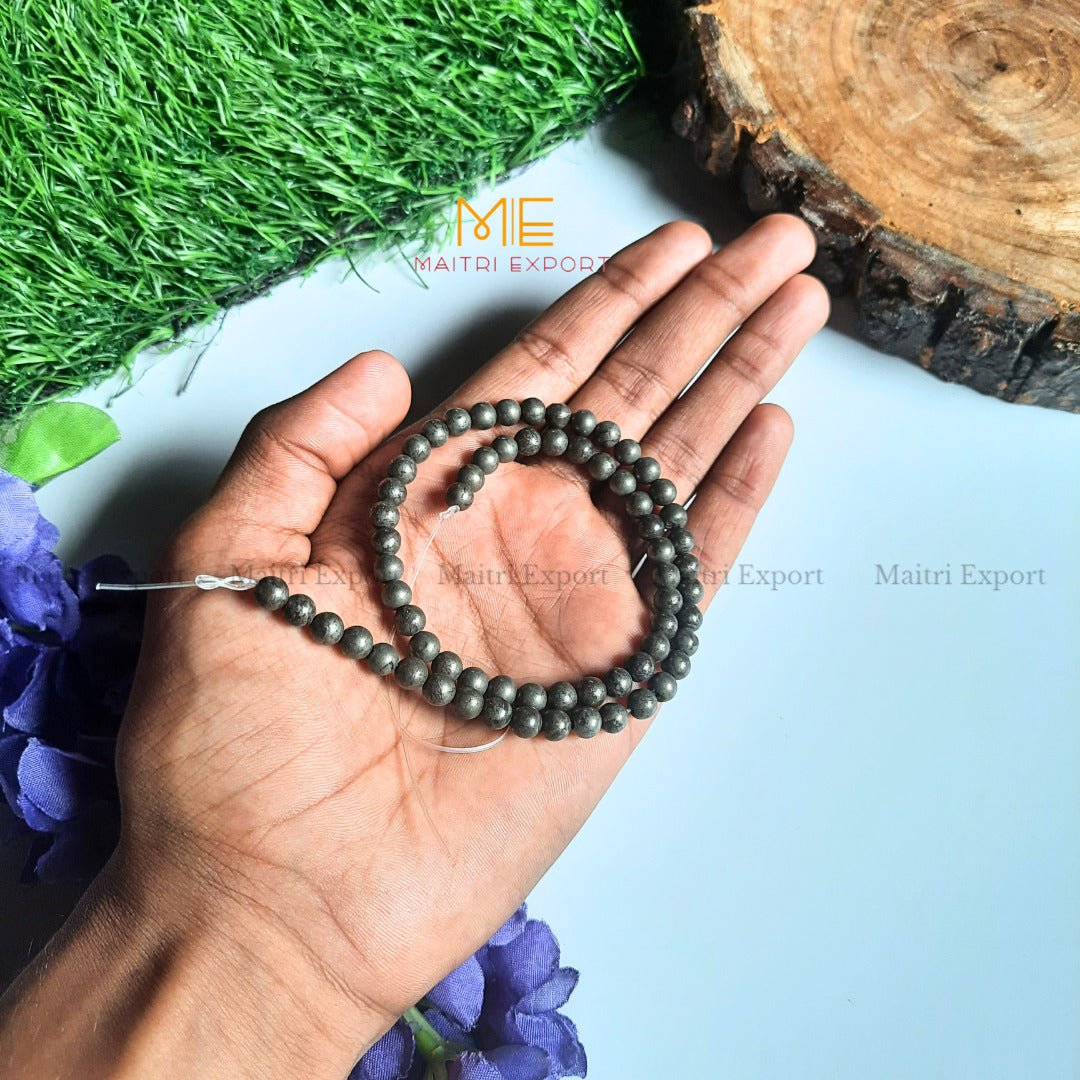 6mm loose round crystal beads strand / line-Pyrite-Maitri Export | Crystals Store