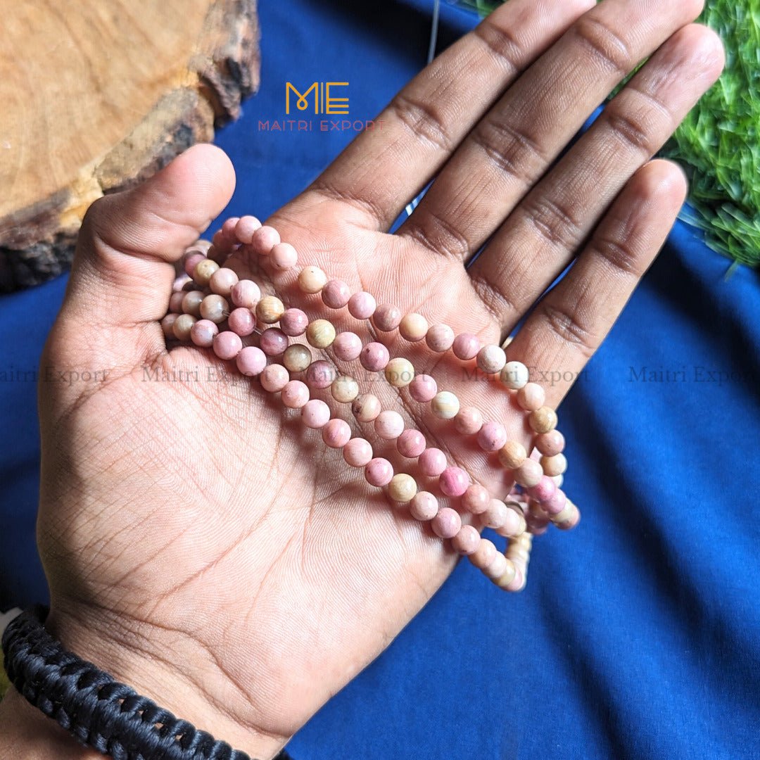 6mm loose round crystal beads strand / line-Rhodochrosite-Maitri Export | Crystals Store