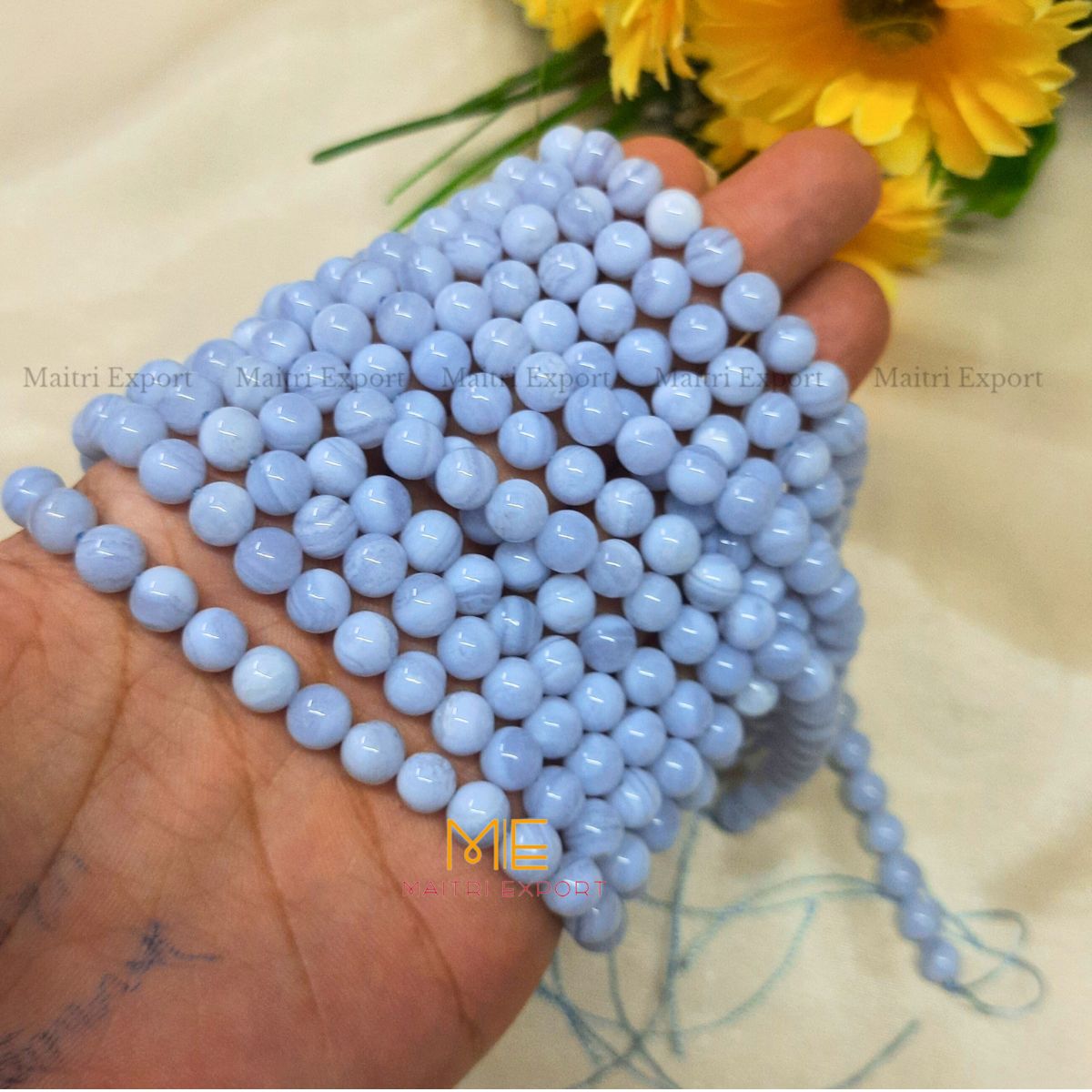 6mm loose round crystal beads strand / line-Blue Lace Agate-Maitri Export | Crystals Store