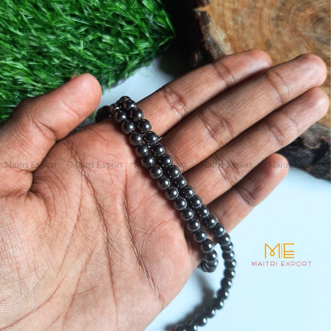 6mm loose round crystal beads strand / line-Hematite-Maitri Export | Crystals Store