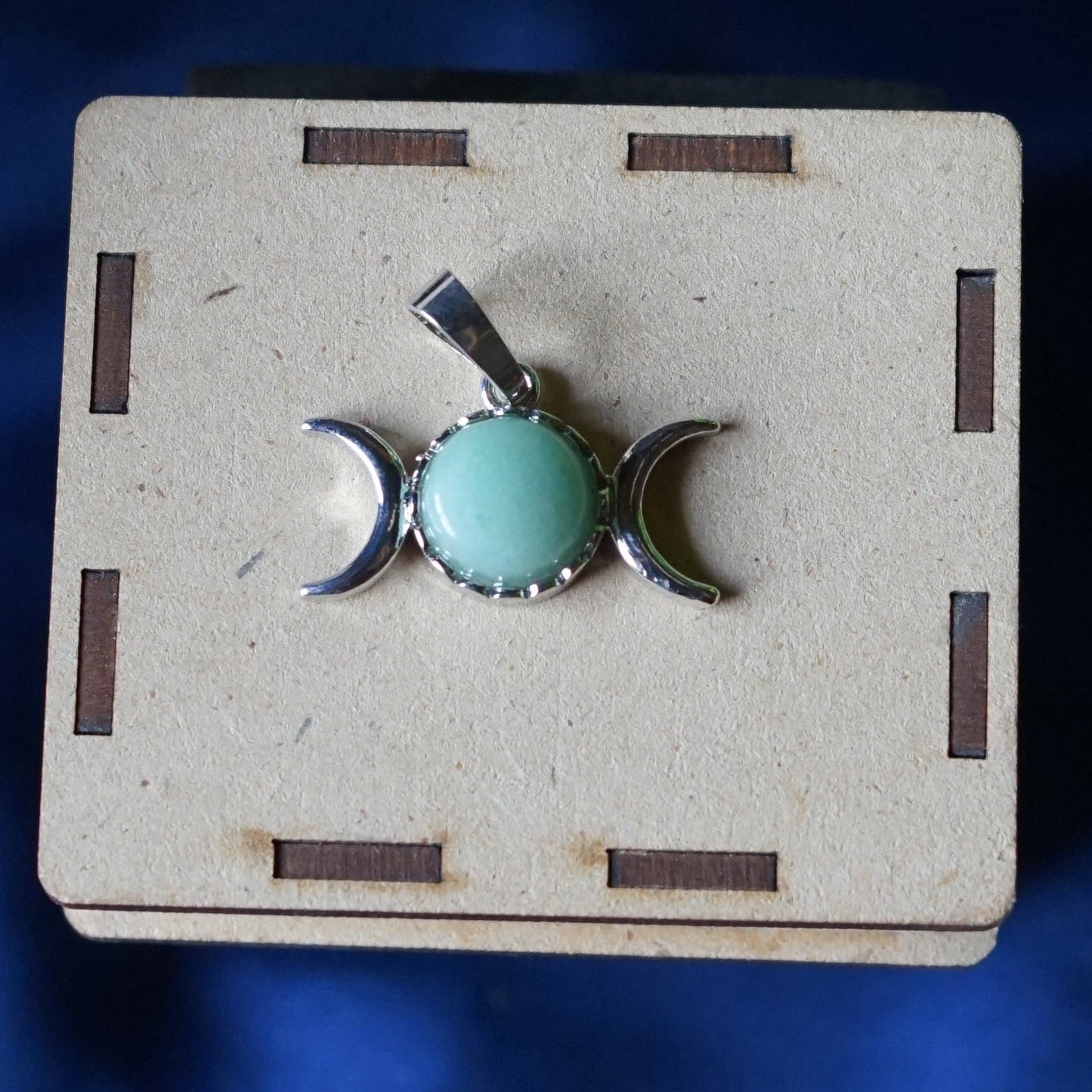 Triple Moon Shape metal Pendants-Green Aventurine-Maitri Export | Crystals Store