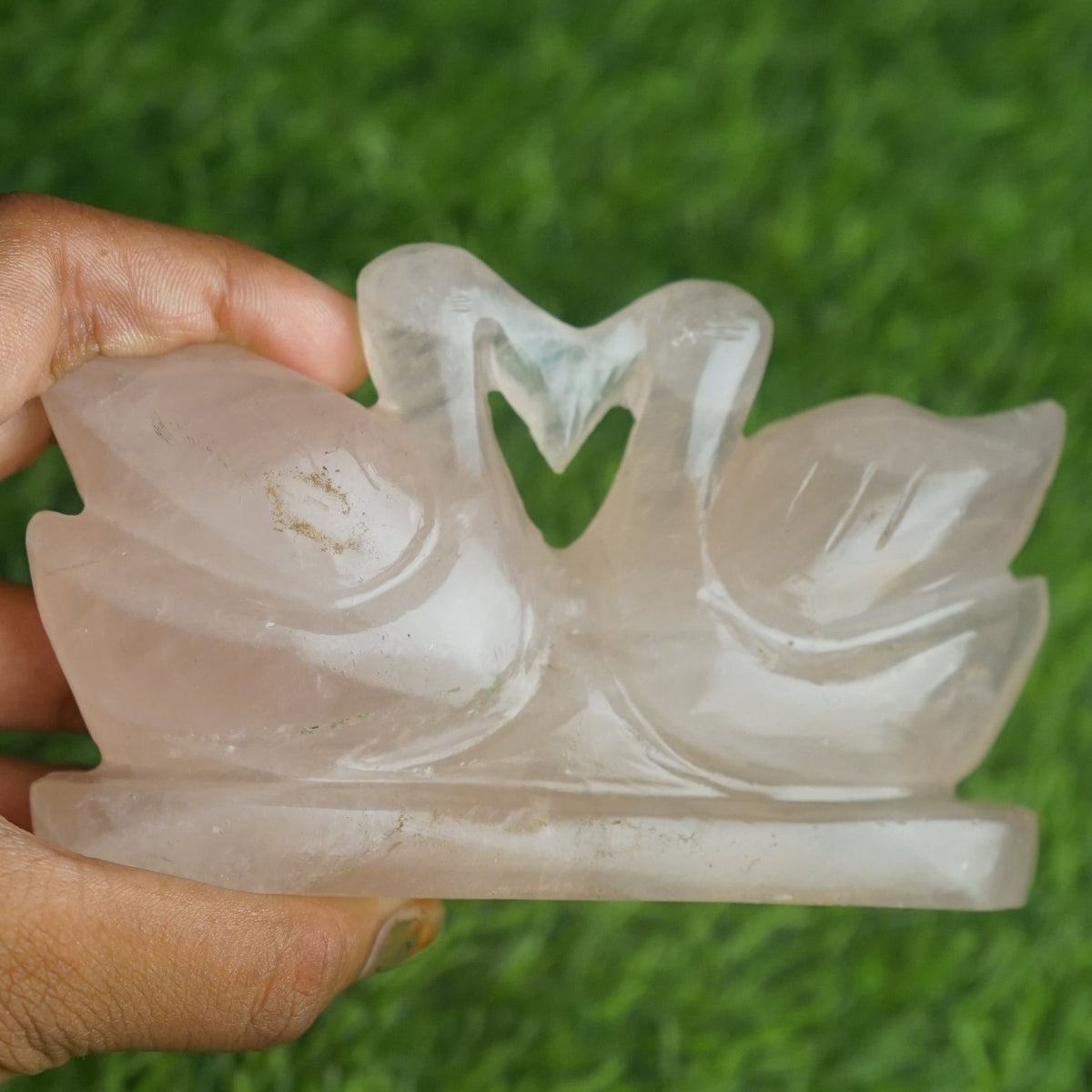 Rose quartz mandarin duck pair 200gm to 300gm