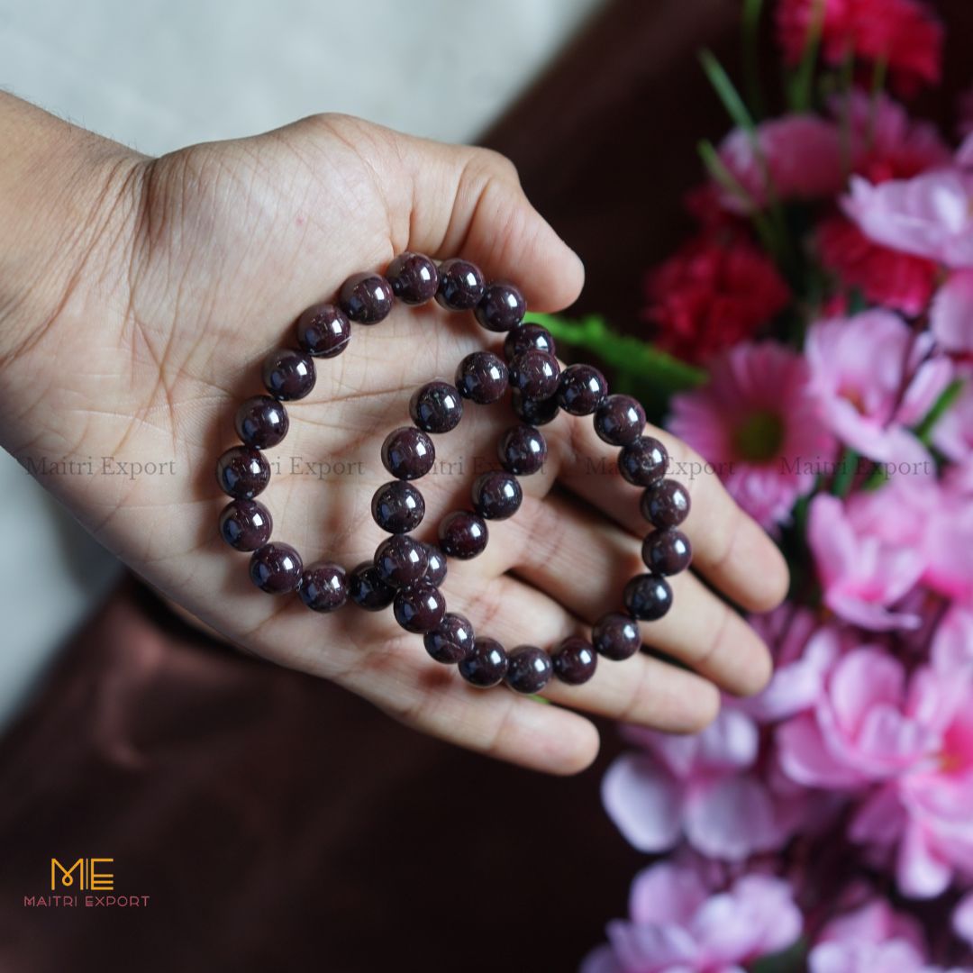 Garnet Natural Crystal Healing Bracelet-10mm-Maitri Export | Crystals Store