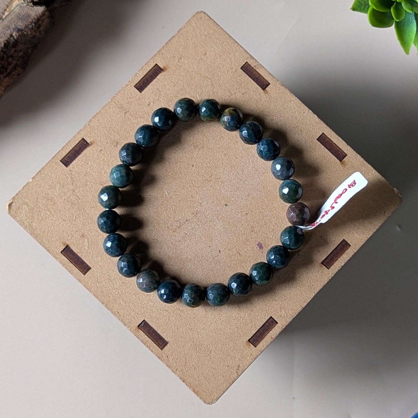 8mm faceted round beads stretchable bracelet.-Bloodstone-Maitri Export | Crystals Store