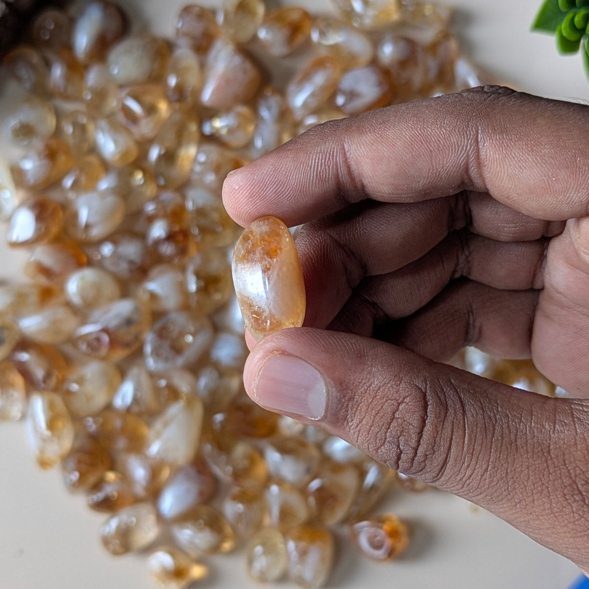 Citrine Natural Crystal Healing Stone Tumble / Pocket Stone-1 pc-Maitri Export | Crystals Store