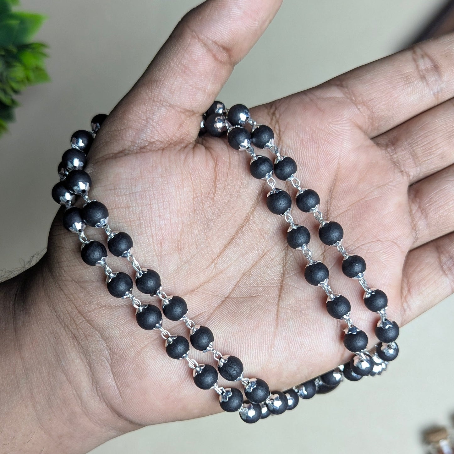 Karungali Rudhraksh Bead Cap Mala-Maitri Export | Crystals Store