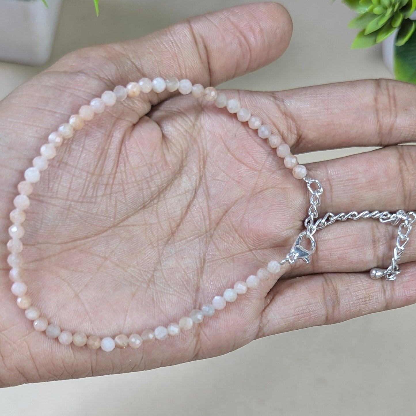 Anklet 3mm faceted-Sunstone-Maitri Export | Crystals Store
