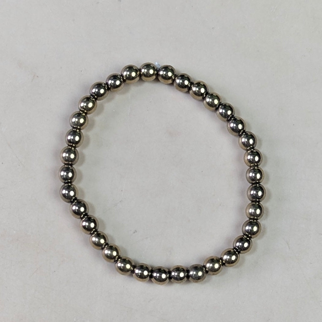 6mm round bead Stretchable crystal bracelets-Golden Pyrite-Maitri Export | Crystals Store