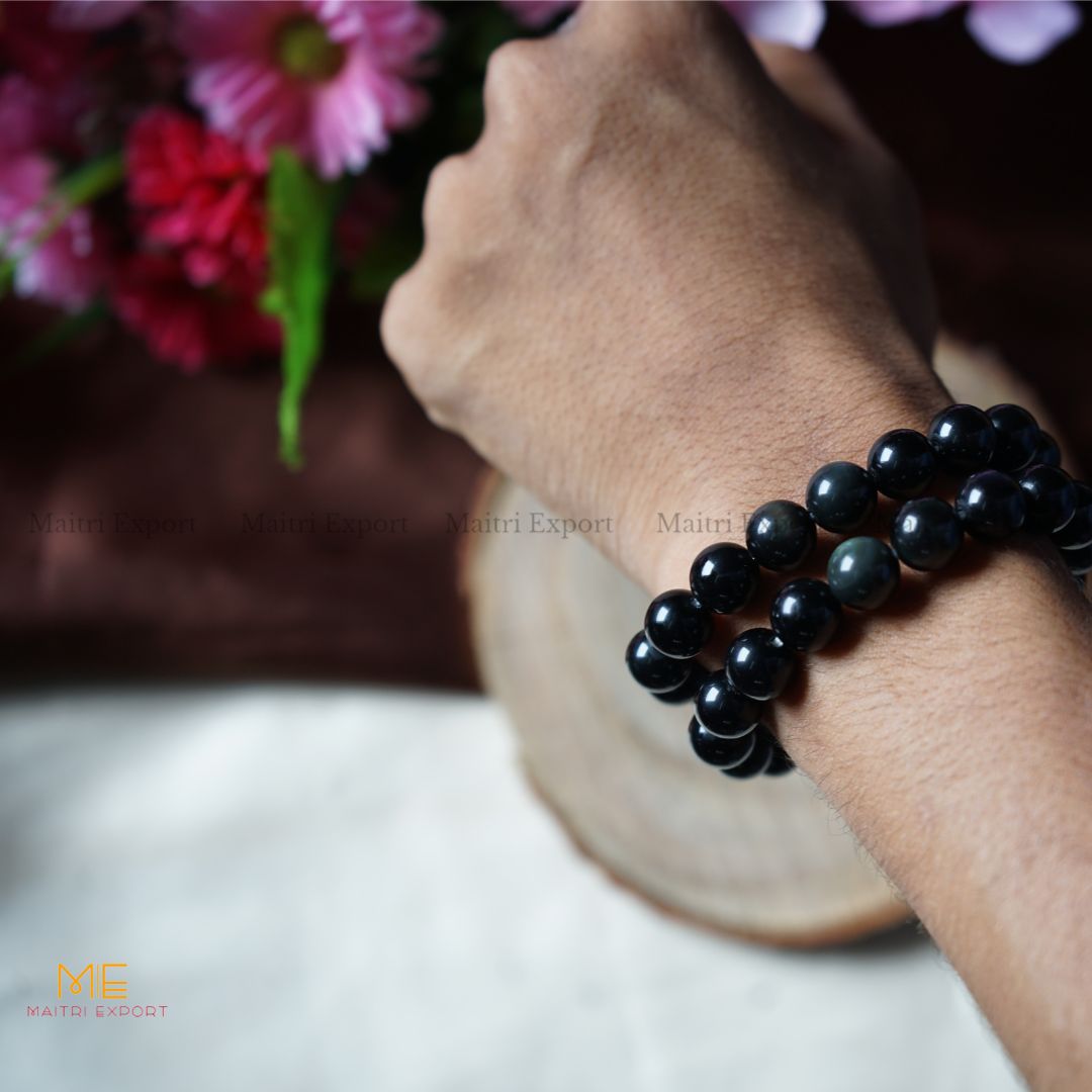 Rainbow Obsidian Natural Crystal Healing Bracelet-10mm-Maitri Export | Crystals Store