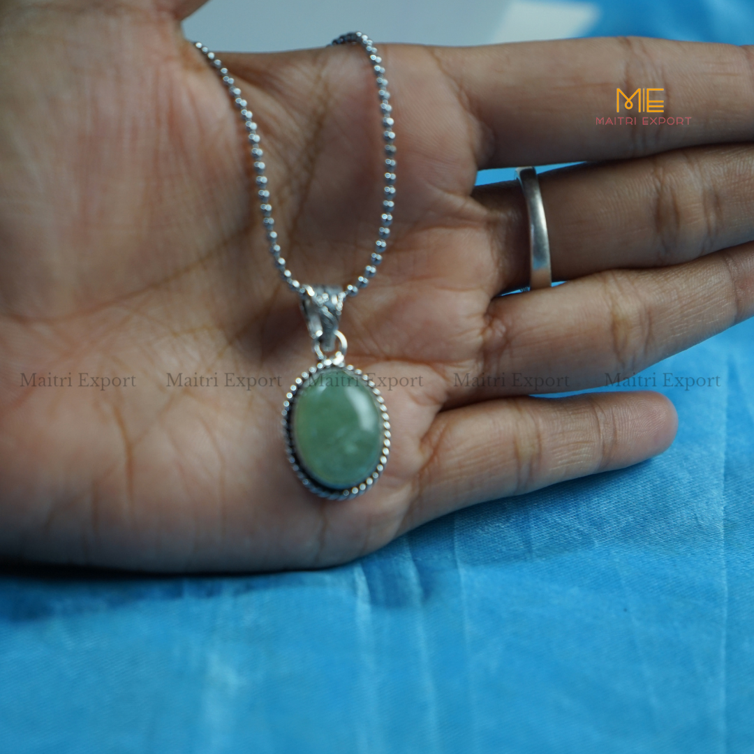 Natural Healing Crystal Gem Quality Oval Shaped Pendant-Green Aventurine-Maitri Export | Crystals Store