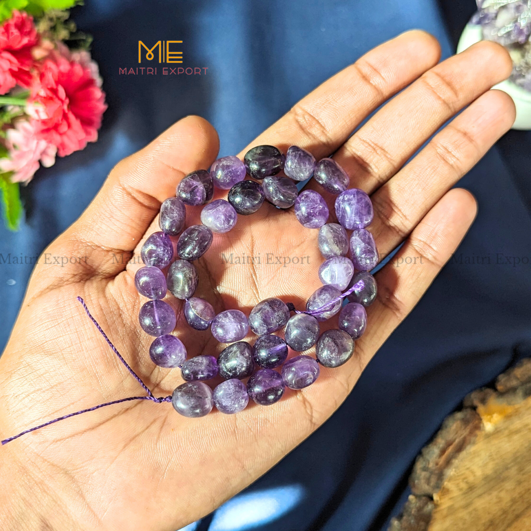 Small Tumble healing Crystal Loose Beads-Amethyst-Maitri Export | Crystals Store