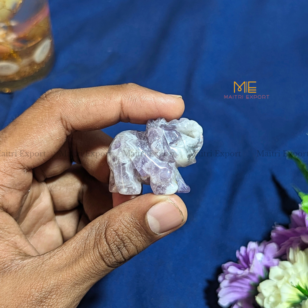 1.5 Inch Elephant Natural Crystal Handcrafted Figurine / Carving-Amethyst-Maitri Export | Crystals Store