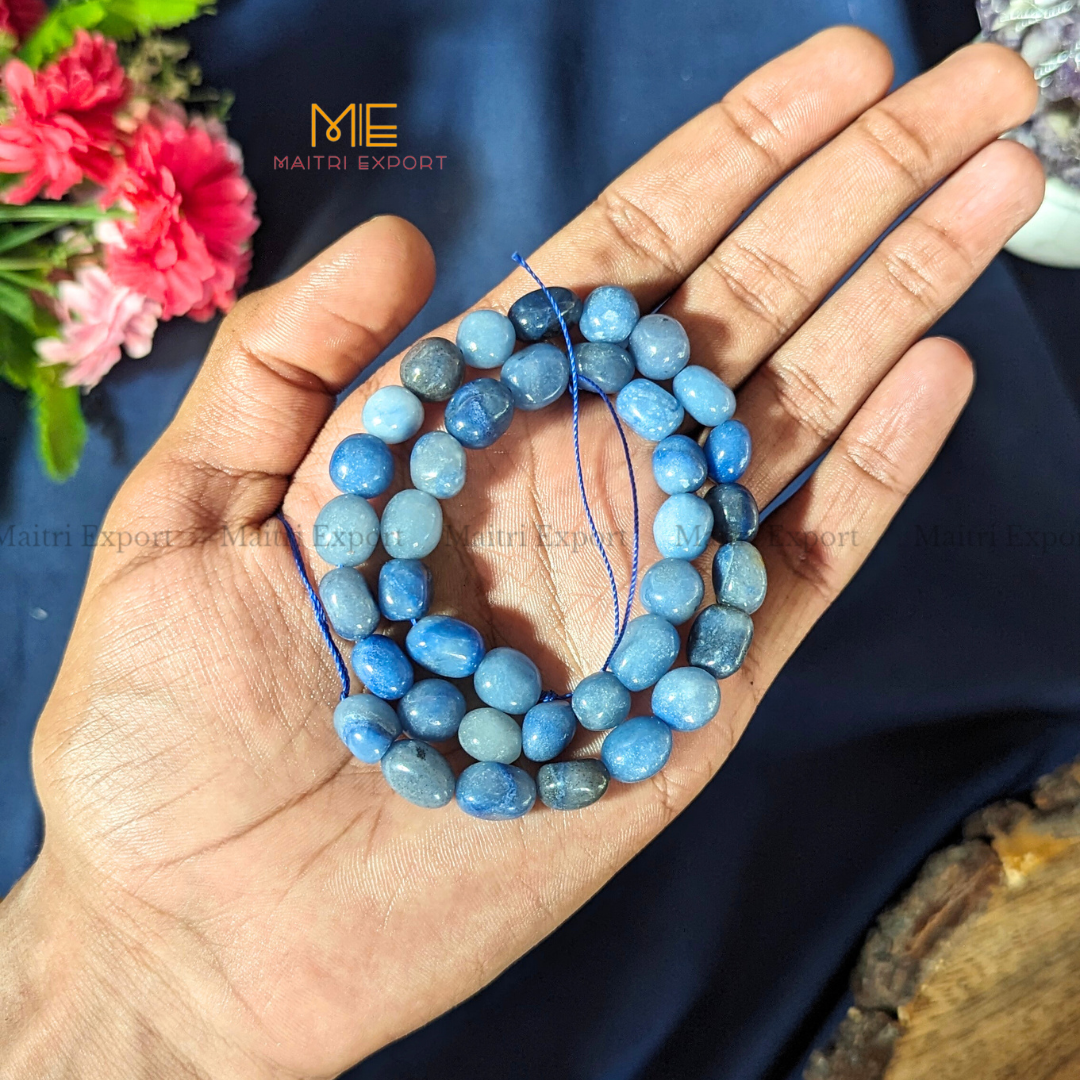 Small Tumble healing Crystal Loose Beads-Blue Aventurine-Maitri Export | Crystals Store