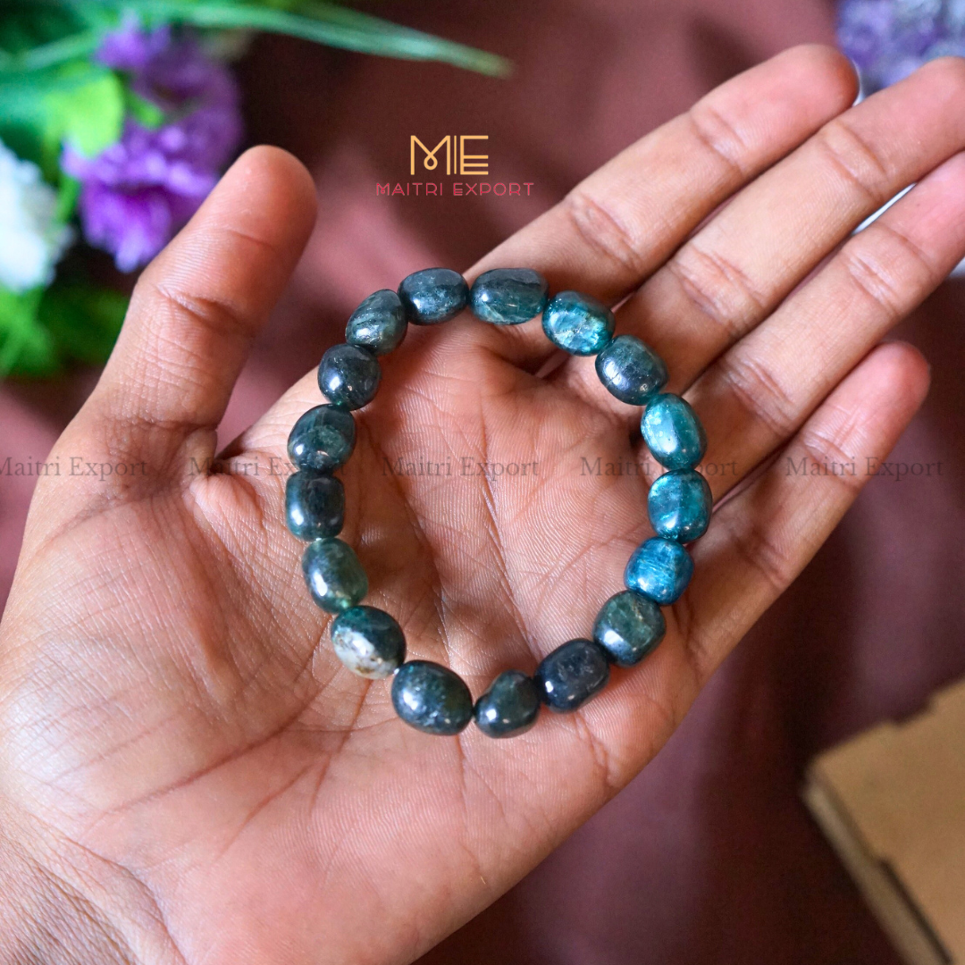 Small Tumble Crystal Beads Bracelet-Blue Kyanite-Maitri Export | Crystals Store