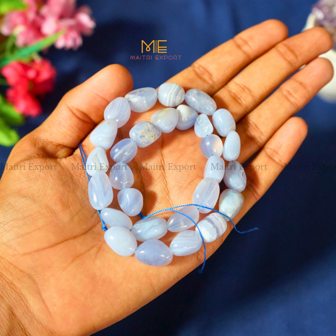 Small Tumble healing Crystal Loose Beads-Blue Lace Agate-Maitri Export | Crystals Store