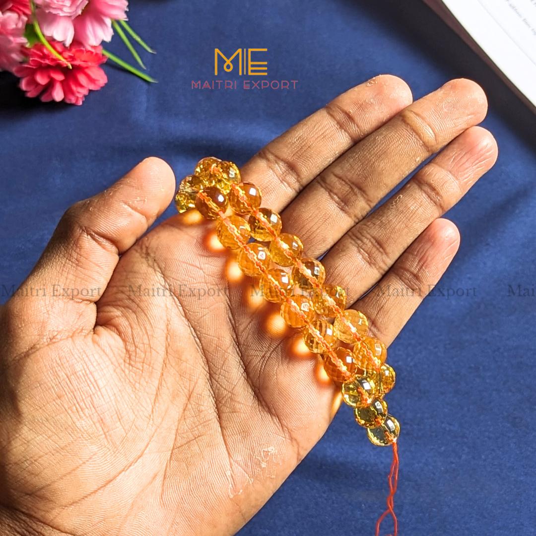 Loose 10mm Crystal Beads Faceted / Diamond cut Line for Bracelets / Jewellery-Citrine-Maitri Export | Crystals Store
