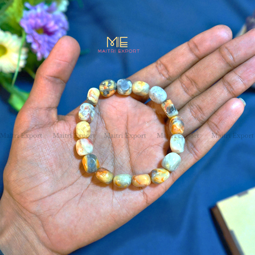 Small Tumble Crystal Beads Bracelet-Crazy Lace Agate-Maitri Export | Crystals Store