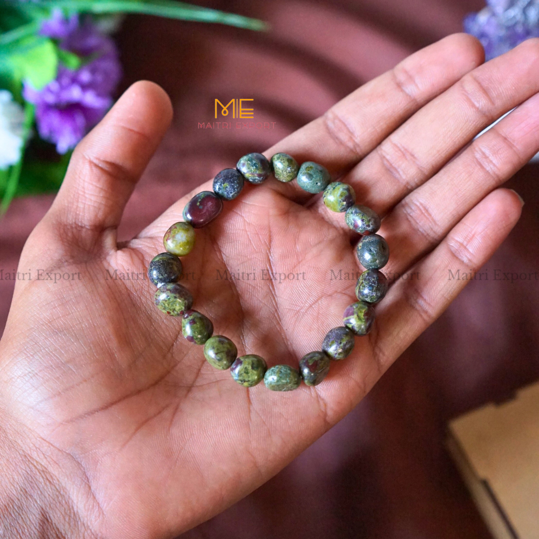 Small Tumble Crystal Beads Bracelet-Dragon Blood Jasper-Maitri Export | Crystals Store
