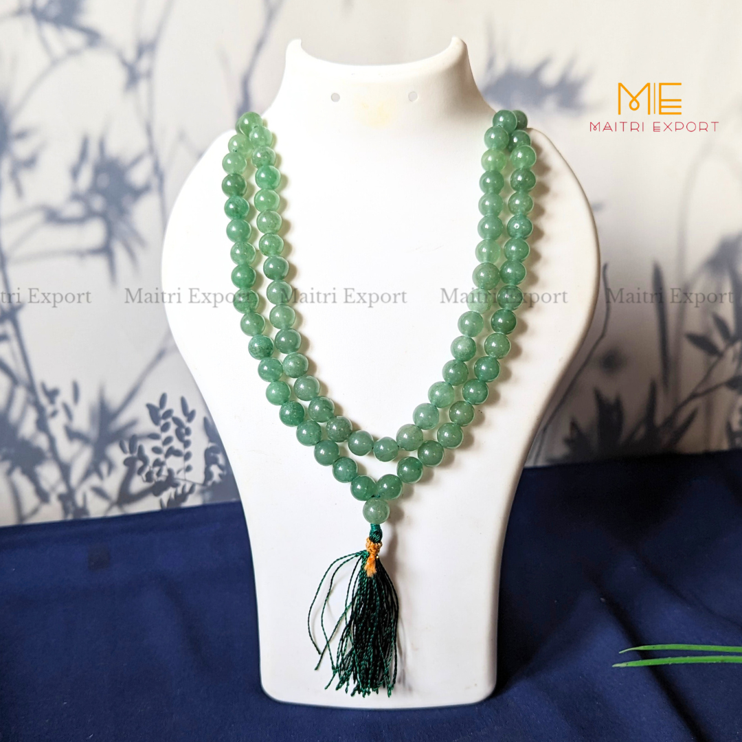 Green Aventurine 108 + 1 guru 8mm round beads jaap mala-Maitri Export | Crystals Store