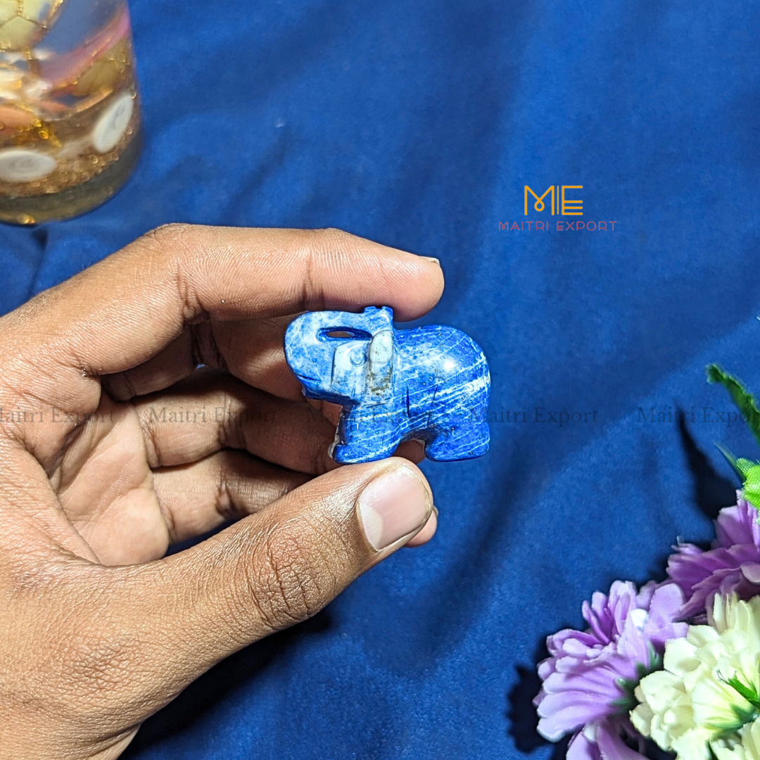 1.5 Inch Elephant Natural Crystal Handcrafted Figurine / Carving-Lapis Lazuli-Maitri Export | Crystals Store