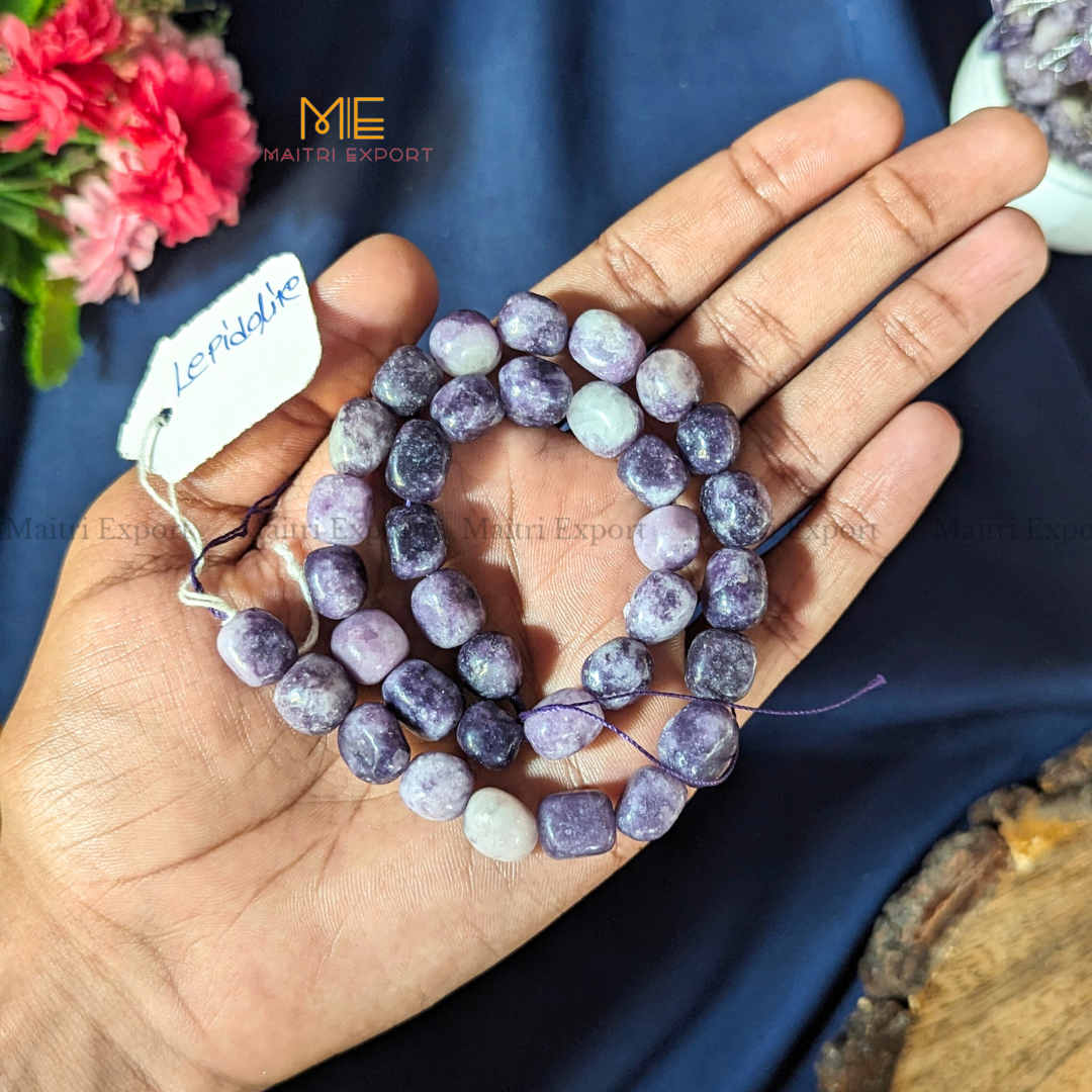Small Tumble healing Crystal Loose Beads-Lepidolite-Maitri Export | Crystals Store