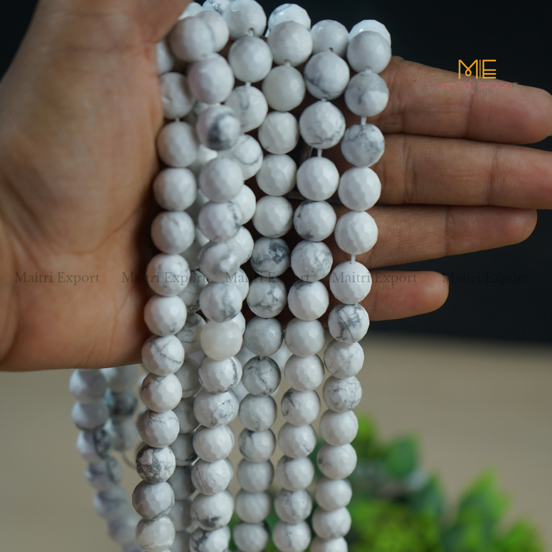 Loose 10mm Crystal Beads Faceted / Diamond cut Line for Bracelets / Jewellery-Howlite-Maitri Export | Crystals Store