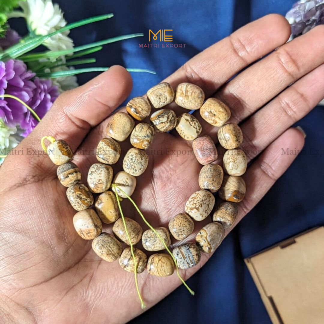 Small Tumble healing Crystal Loose Beads-Picture Jasper-Maitri Export | Crystals Store