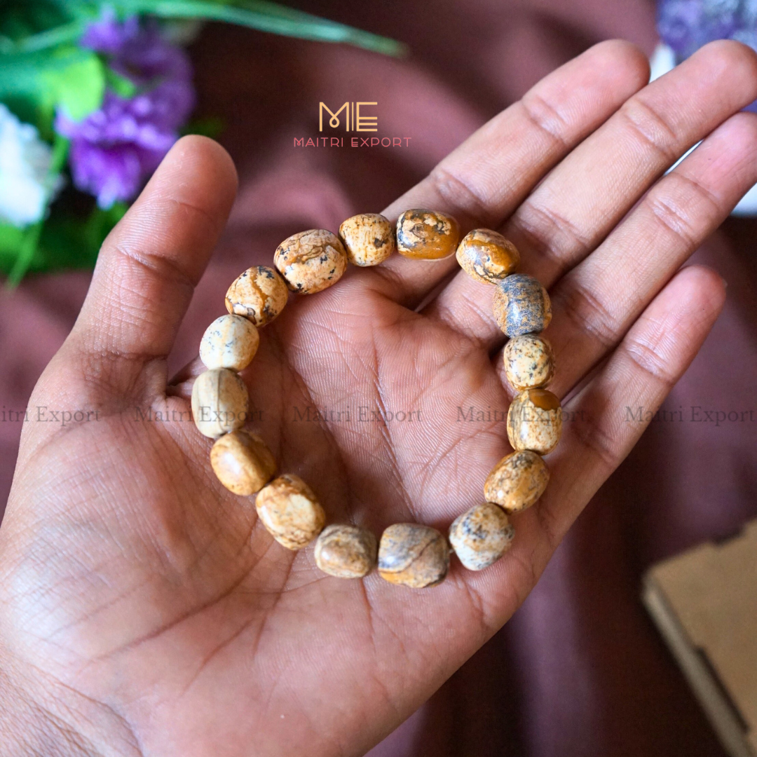 Small Tumble Crystal Beads Bracelet-Picture Jasper-Maitri Export | Crystals Store