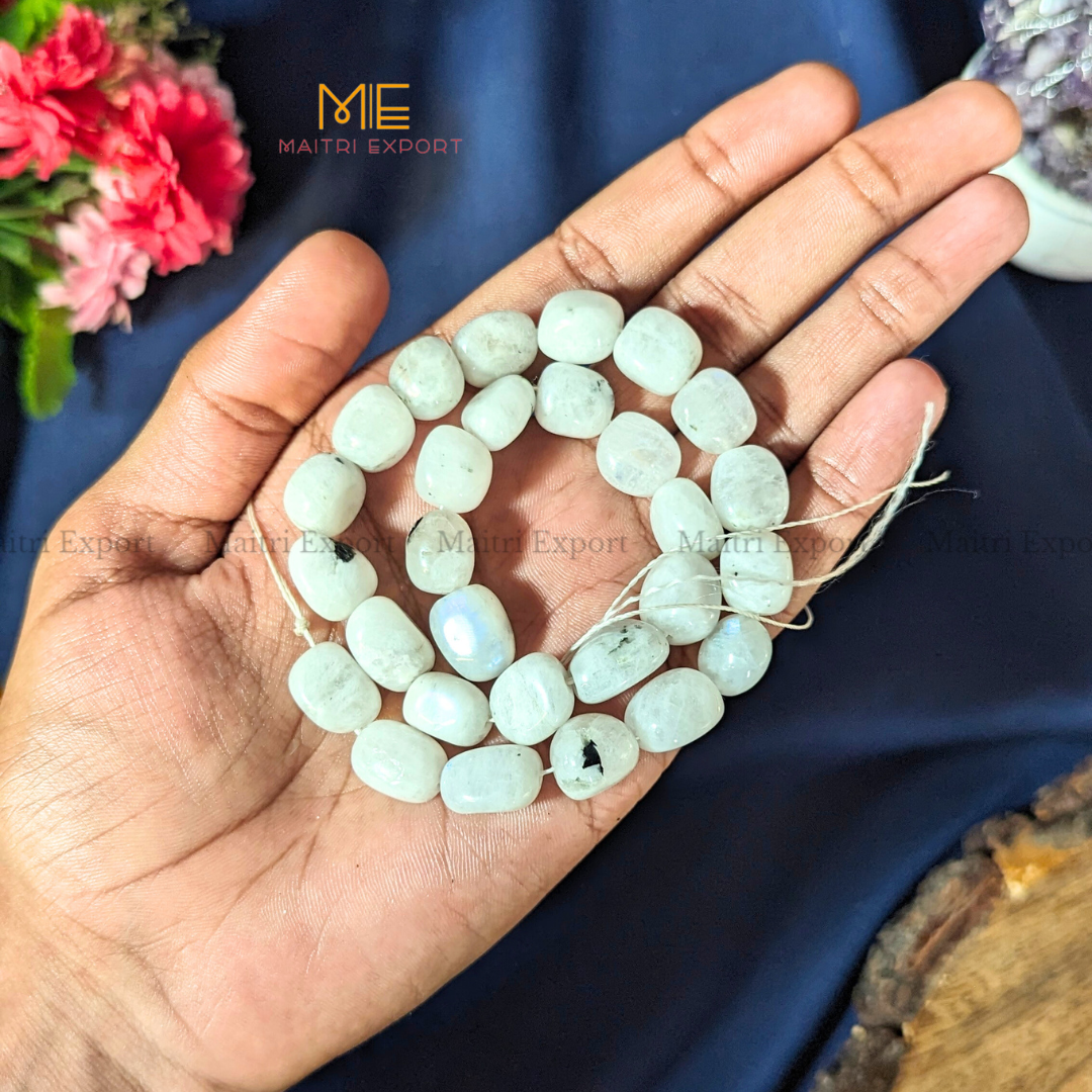 Small Tumble healing Crystal Loose Beads-Rainbow Moonstone-Maitri Export | Crystals Store