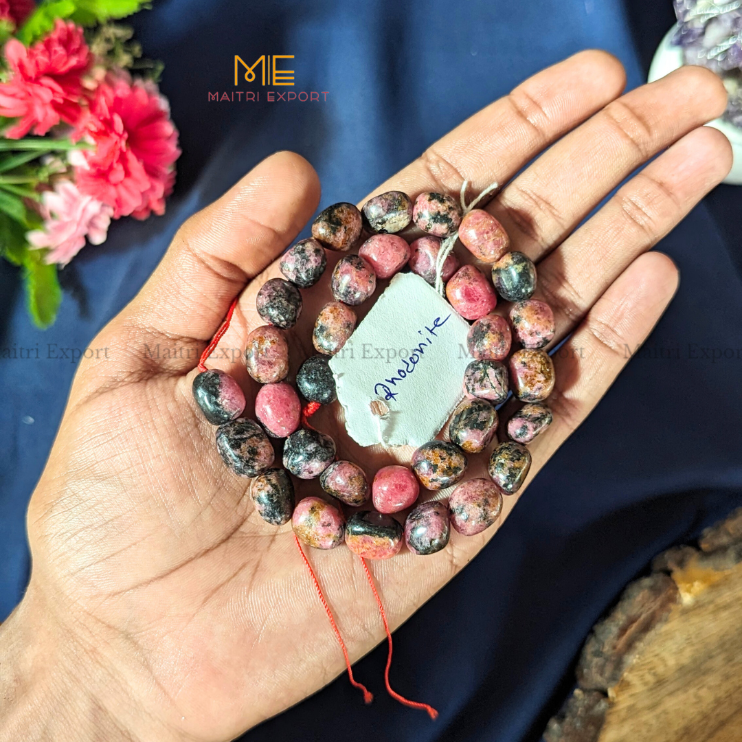 Small Tumble healing Crystal Loose Beads-Rhodonite-Maitri Export | Crystals Store