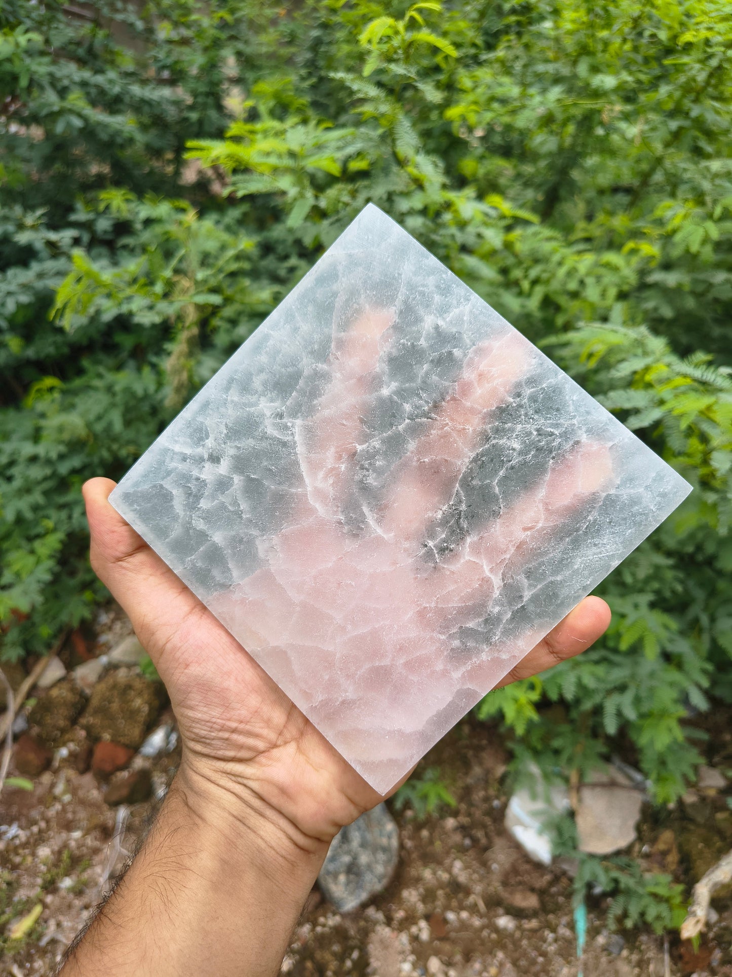Selenite plain plates from Morocco-5.5 inch-Square-Maitri Export | Crystals Store